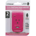 Wall Power Outlet w/USB: Pink
